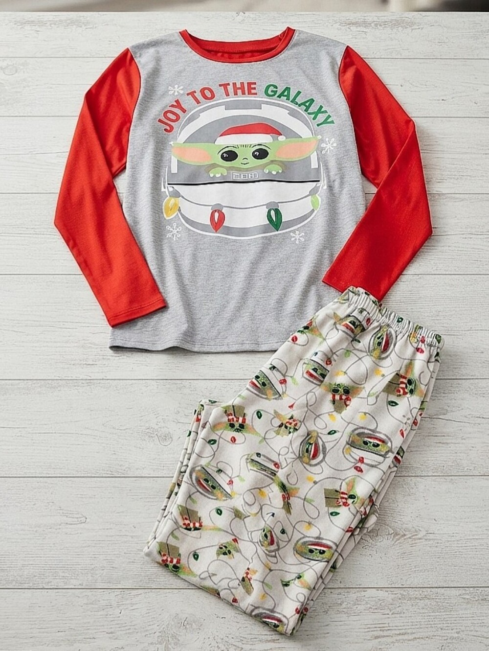 Star Wars Mandalorian Grogu Baby Yoda "Joy to the Galaxy" Holiday Pajama Set